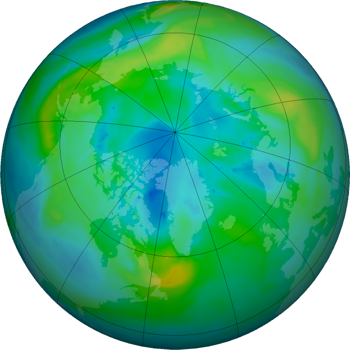 Arctic ozone map for 11 October 2015